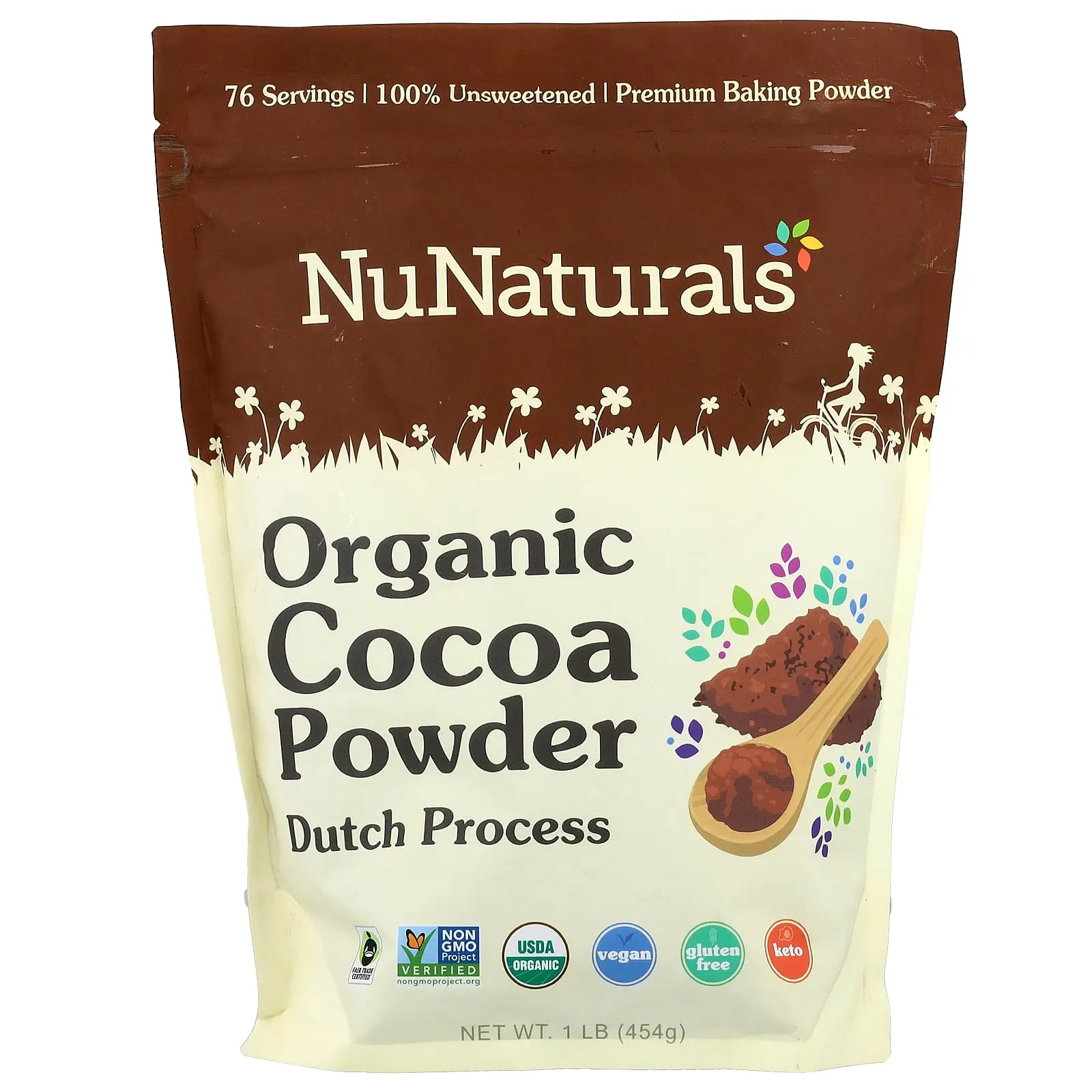 NuNaturals Organic Cocoa Powder, 1 lb (454 g)