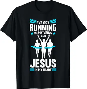 100% Cotton Marathon Runner Costume Running Jesus Quotes Marathoner T-Shirt