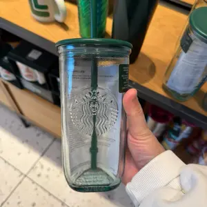Starbucks 2025 coffee for all classic Mid green recycled triangle 16oz glass cold cup