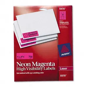 Avery 5970 Neon Laser Labels 1 x 2-5/8 Fluorescent Magenta 750 Pack