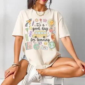 Teacher Shirt, Teach Tee, Back to School Supplies, It's a Good Day for Learning, Doodle T-Shirt, Whimsical, Teacher Gift