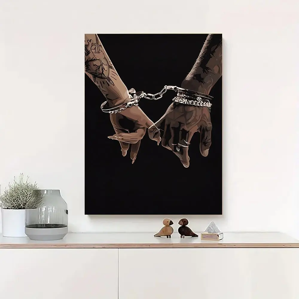 African-Style Black Couple Love Canvas Print, Valentine's Day Wall Decor, Home Room Decoration Poster