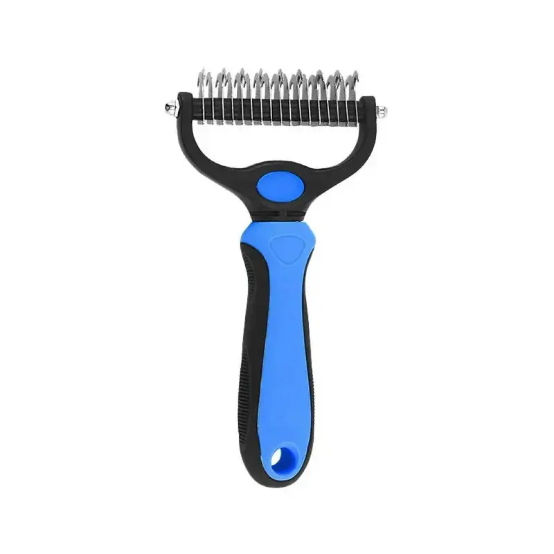 Multi-Functional Grooming Dematting Brush with Curved Stainless Steel Teeth&Non-Slip Soft Rubber Grip Deeply Clear Tangled Matted Fur, Prevent Skin Diseases Caused by Knotted Coats At-Home Beauty Grooming Comb to Maintain Long-Term Healthy Pet Skin & Coat