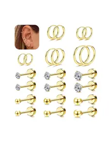 Minimalist Temperament Hoop Earrings, Ear Studs, Fashionable for Women & Men, Trendy All-match & Exquisite Jewelry for Birthday Gift, Flat Pierced Jewelry, Hoop Earring Sets