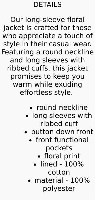 Lasky Flower Pattern Button Down Jacket - Camel