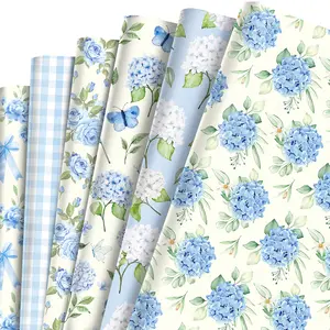 12Sheets Christmas Wrapping Paper - Blue Hydrangea Design for Wedding Gifts, Christmas Gifts， Party Supplies, Elegant Gift Wrap for Seniors, Colleagues, Friends & Family - All Occasion Holiday Gift Packaging