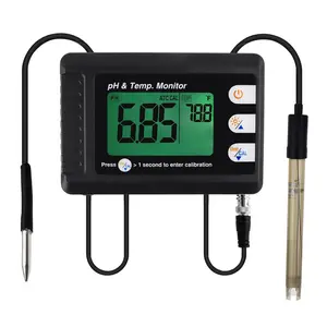 2 in 1 pH & Temperature Meter pH Monitor Dual Display Quality Tester with ATC and Calibration Function, pH Tester for hydroponics, Aquarium, Pools, etc.
