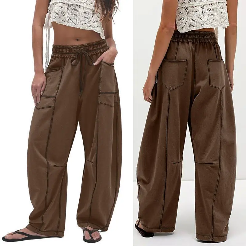 WomensBaggyBarrelPantsWideLegLoungeDrawstringSweatpantswithPocketsWomenswearBottomWomen'sHighWaistFlareLeggingsbreathabletummycontrolyogapantloosefittingtrouser WomensBaggyBarrelPantsWideLegLoungeDrawstringSweatpantswithPocketsWomenswearBottomWomen'sHighWaistFlareLeggingsbreathabletummycontrolyogapantloosefittingtrouser