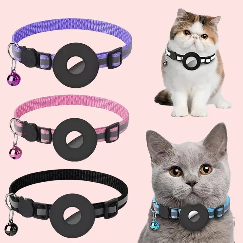 Anti-Lost Air Tag Tracking Collar for Puppies & Kittens,Waterproof Reflective AirTag Dog Cat Collar, Nylon Pet Collar with Built-in Air Tag Protective Holder Case for Puppies Kittens Small Medium Large Pets