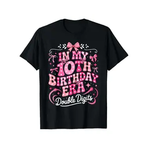 ' 10th Birthday T-Shirt - In My 10th Birthday Era Double Digits Girls & Boys, Cute Pink & & Number 10 Print, Casual Round Neck Tee for 10 Year Girls & Boys, Birthday Party Outfit Gift (3-13Y)