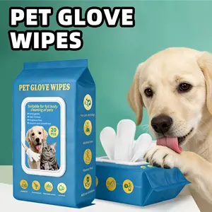 20pc Pet Cleaning Gloves, Dog & Cat Bath Wipes, Grooming Products, Low Allergy, Deodor