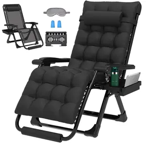 Slendor Zero Gravity Chair, 26 inch Zero Gravity Recliner Lounge Chair for Indoor and Outdoor, Adjustable Anti Gravity Chair with Cushion, Headrest, Footrest, and Cupholder, 500 lbs, Black