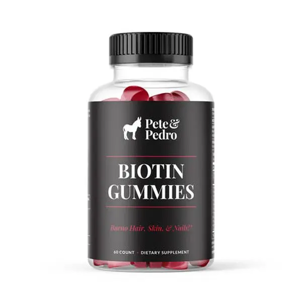 Pete & Pedro BIOTIN Gummies for Hair, Skin & Nails Growth for Women & Men | Hair Grow Supplement for Stronger Skin | Cherry Biotin Gummy 5000mcg Vitamin Wellness Nutrition Healthy