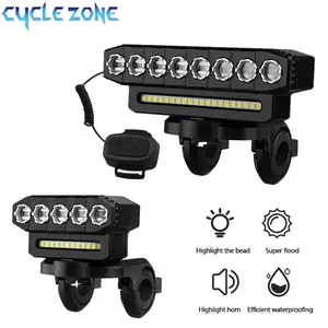 8 LED Mountain Bike Front Light USB Rechargeable 130 Decibel Bike Horn Bicycle Horn Easy Installation 6 Modes Night Riding Bike Headlight