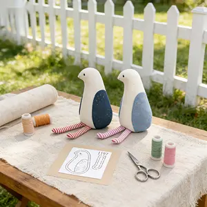 Mini Long Legs Penguin Patchwork Sewing Template | About 12cm tall, cream color, drawing aid, suitable for patchwork sewing enthusiasts, smooth lines, perfect for sewing, cutting, soft template drawing and winding