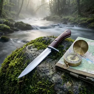 1PC, high hardness outdoor knife, fixed blade knife, integrated keel structure, sharp and durable, solid wood handle, comfortable grip, equipped with high-quality knife cover, suitable for outdoor and kitchen household use, holiday gift