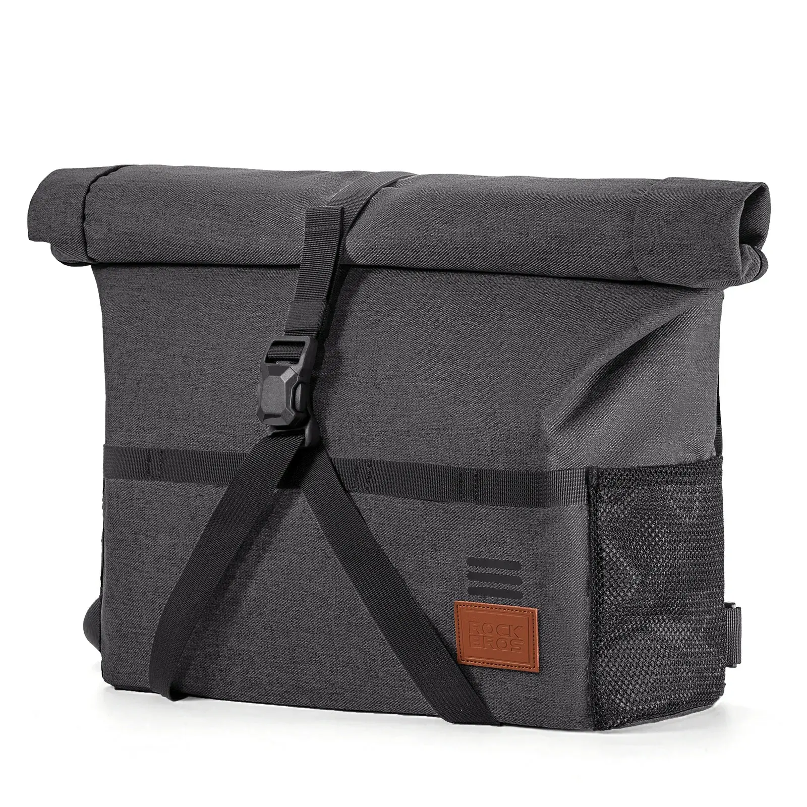 ROCKBROS Convertible Bike Handlebar Bag - 8L-12L Expandable Polyester Bag with Quick Access, Double Bar Buckles, Internal Compartments, Secure Mounting, Dual Elastic Mesh External Pockets, Hook & Loop, Magnetic Closure for Commuter & Folding Bikes