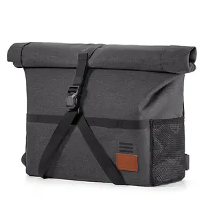 ROCKBROS Bike Handlebar Folding Bag 8L-12L Expandable Capacity Quick Access Durable Hook-and-Loop Straps Magnetic Clasp Organized Storage for Folding Bikes