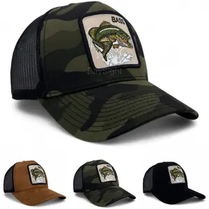 Baseball Cap Mens Snapback Adjustable Mesh Trucker Hat Animal Bass Fishing Patch outdoor hat