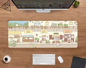 [SALE UP TO 50% + FREE SHIP]  Cute Desk Mat kawaii Mousepad green, Cute mouse pad Anime street, Japanese bakery cafe, bunny bear plants flower shop, kawai gaming deskmat