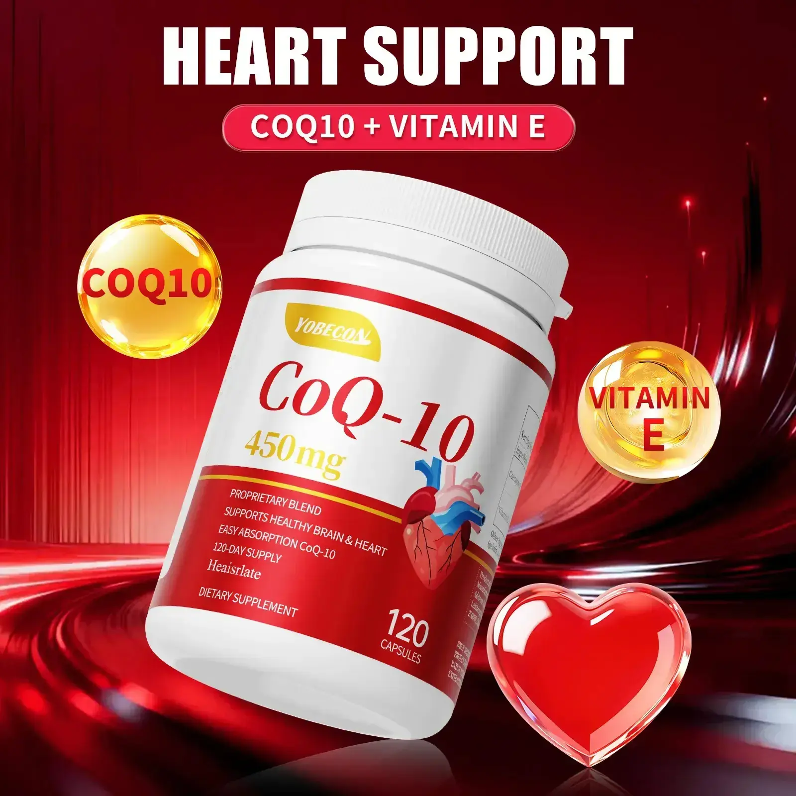 CoQ10 Supplement 450mg |   Easy Absorption with Vitamin E |   120-Day Heart Health Support for Adults Seniors