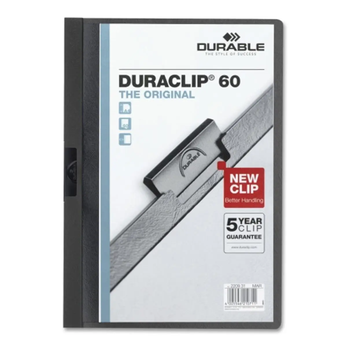Durable Office Products DBL DuraClip Report Cover 60 Sheet Capacity 11 in. x 8.5 in. Black