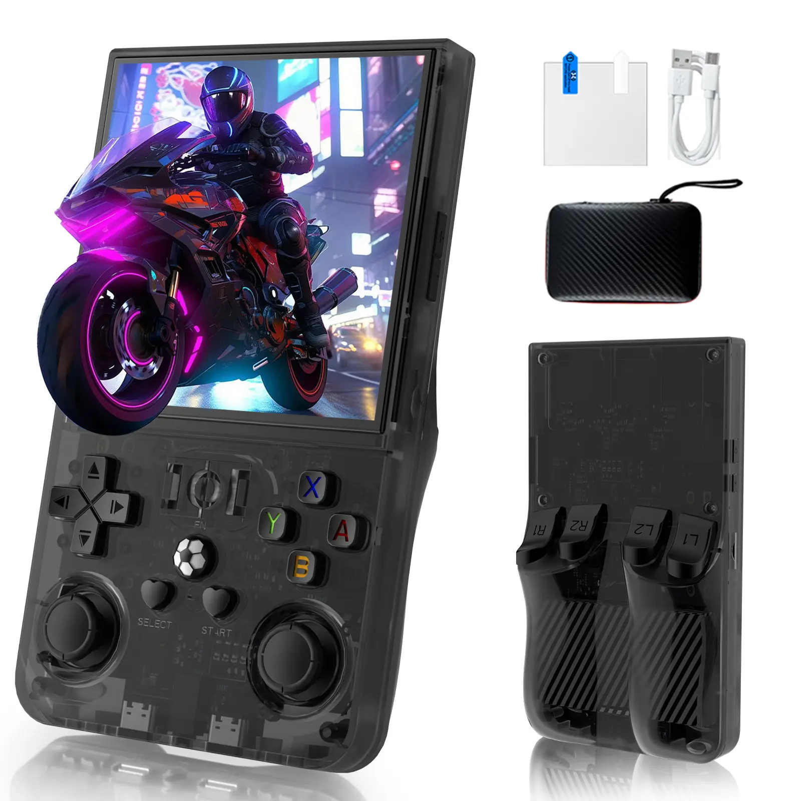 2025 New Upgrade R36MAX Handheld Game Console, Built-in 4000mAh Battery, 4K HD 4" IPS Glass Screen, Supports 18000+ Classic Games, Linux-Based Retro Gaming Console(Black)