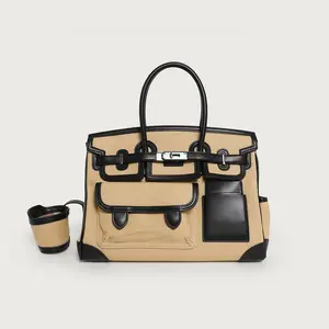New Color-Blocked Canvas Tote Bag, Shoulder/Crossbody Women's Bag, Bag for Everyday Wear and Travel