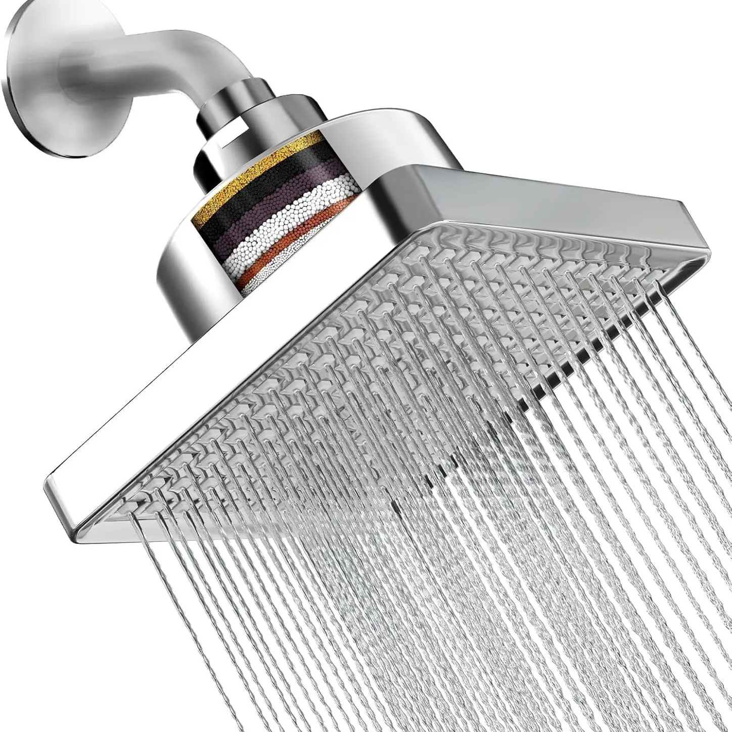 Filter Top-Spray Shower Head, 6-Inch Detachable Pressurized Shower Head for European and American Bathrooms, High-Pressure Water Saving Design, High Pressure Filtered Shower Head, Filtered Showerhead