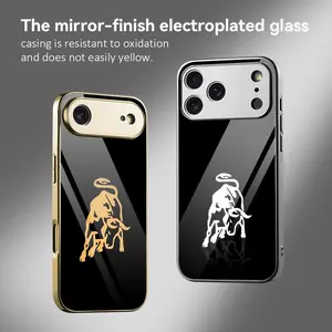 Renowned sports car L-Lamborghini Golden Bull Market Phone Case For iPhone 17 16 15 14 13 12 Pro Max Plus Electroplated Metal Bumper Case Slim Tempered Glass Back Advanced Materials Shockproof Anti-Scratch Luxury Case Fashion Durable Stylish