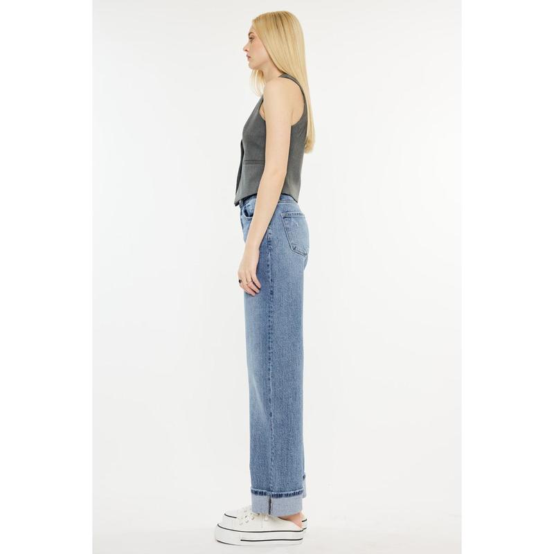 KANCAN - Kolbie Women's Denim High Rise Cuffed Wide