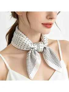 One 27.5-inch breathable square polka dot scarf - 100% mulberry silk - decorative square scarf elegant accessory non-stretching suitable for outdoor decoration accessories