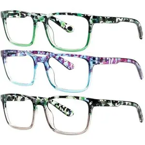 ZOECENT 3 Pack Reading Glasses Man and Women ClassicColor Matching Anti-Blue Light with Spring Hinge