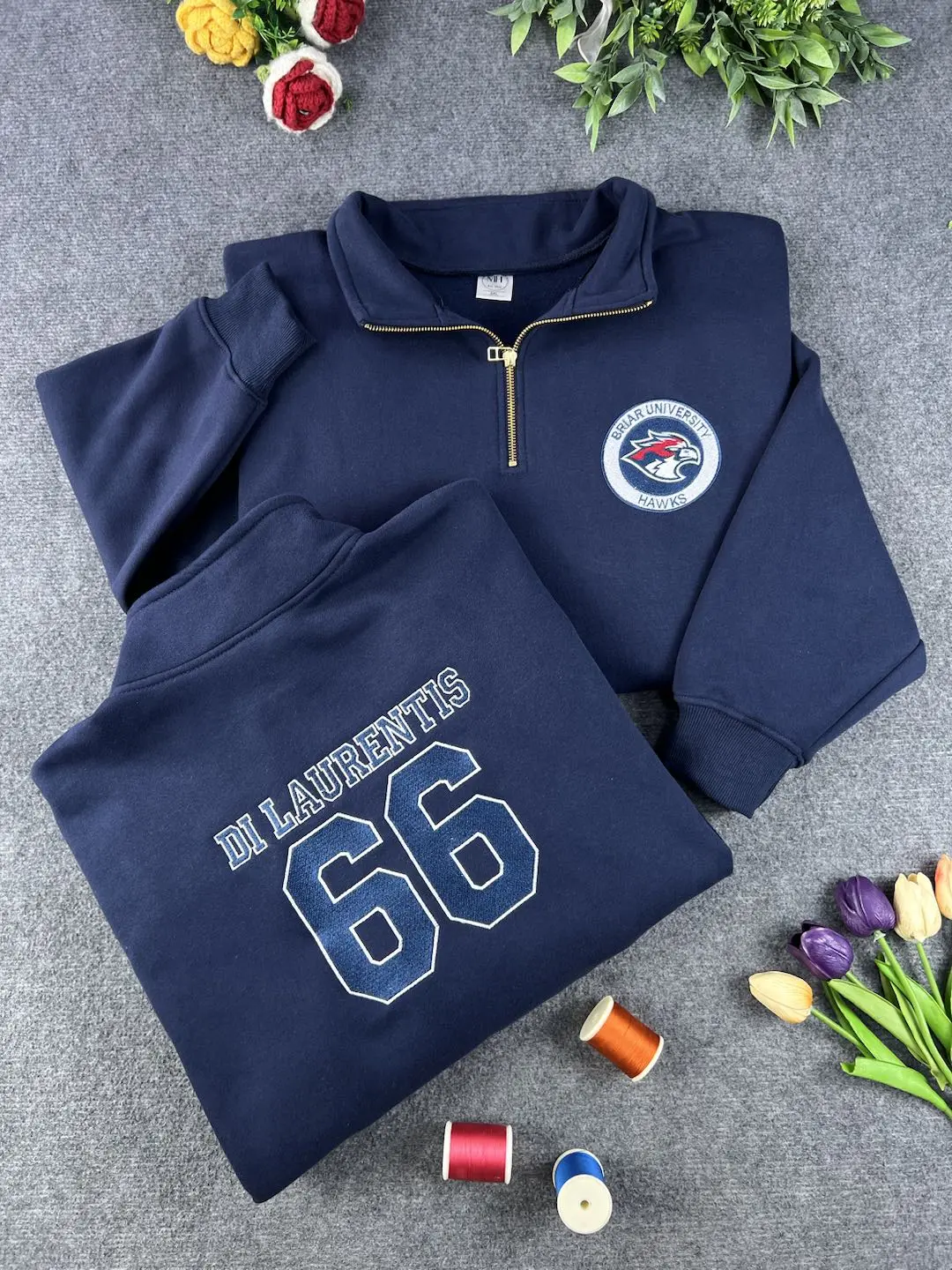 University Hockey Quarter Zip, Off Campus Series Inspired Pullover, Di Laurnets 66 Embroidered Hoodie, Hockey Romance Booktok Gift
