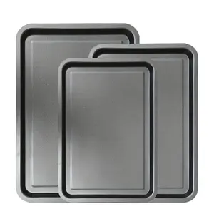 3-Piece Baking Pan Set, Non-Stick Carbon Steel Bakeware Set, Stackable Kitchen Oven, Cookie Sheet, Baking Tray, Baking Sheet Stainless