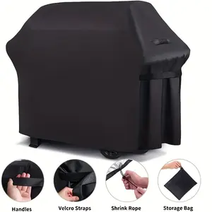 Full coverage waterproof barbecue grill cover garden furniture cover courtyard furniture cover-dust-proof and durable Oxford cloth, suitable for outdoor garden barbecue, wind-proof and tear-proof-with strap fixed design, suitable for most standard barbecu