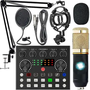 V8s Podcast Equipment Bundle with Sound Card & Voice Changer, Professional Mic for Podcasts, Live Streams, Singing, PC, Gaming