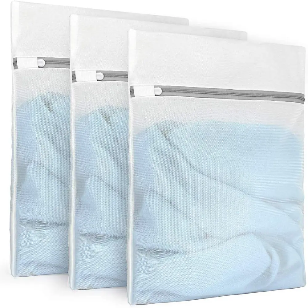 1 pcs Mesh Laundry Bags with Zipper, Fine Net Delicate Clothes Washing Bag, Reusable Garment Protection Wash Bag for Washing Machine