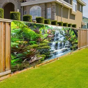 【2D Flat Banner】 Background Cloth, Banner Decoration, Banner. One large-sized retro-style spring/summer forest waterfall decorative background cloth, perfect for party background decoration and celebration decoration.