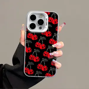 Casing For iphone 17 16 15 14 13 12 11 X XS SE23 PRO PLUS MAX Halloween Skull Cherry Pattern Shockproof Protection Anti Drop Protective Protector Phone Cases Shell Cover