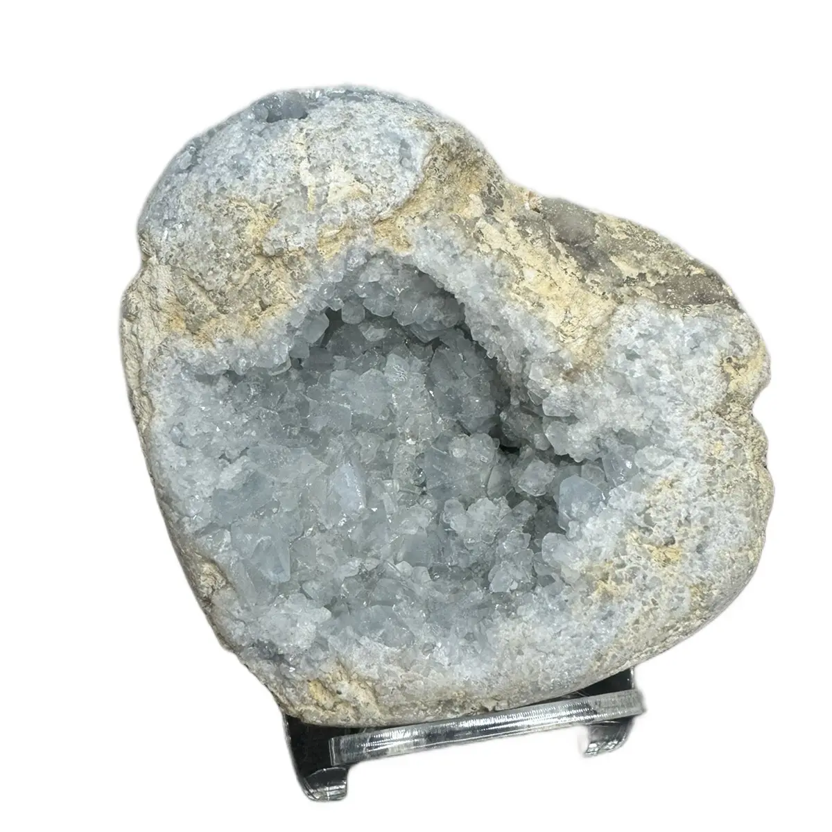 Heavy Celestite Heart with Stand- Raw Specimen