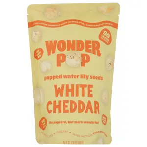 Wonderpop White Cheddar Popped Water Lily Seeds - Crunchy & Crispy Snack with 2g Protein & 1g Fiber - Non-GMO & Gluten-Free - Perfect for On-the-Go & Salads