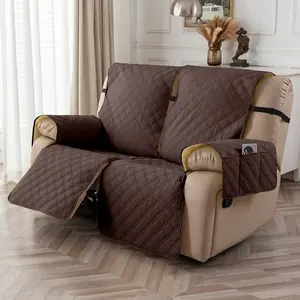 Waterproof Universal Loveseat Sofa Cover, Non-Slip Split Recliner Couch Slipcovers, Washable Pet-Friendly Furniture Protector with Elastic Straps for Living Room