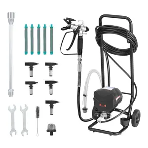 Stand Airless Paint Sprayer, 650W, 3000 PSI High-Pressure Electric Sprayer With Cart, Cleaning Brush, Hose, Extension Rod, Nozzles, Spray Gun, And Accessories For Exterior And Interior House Painting Projects