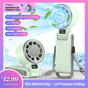 Ice-Cooling Turbo Fan | 5-Speed Handheld Portable Fan – 12H Rechargeable Personal Cooling Fan for Travel, Outdoor, Camping & Hiking | Perfect Gift for Him & Her (Black)