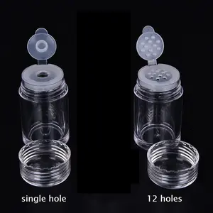 Cosmetic storage bottle with threaded cap and filter - suitable for loose powder, glitter powder, beads, etc. -Compact and portable design, made of durable transparent plastic, suitable for household and travel essentials. Plastic Canister Jar