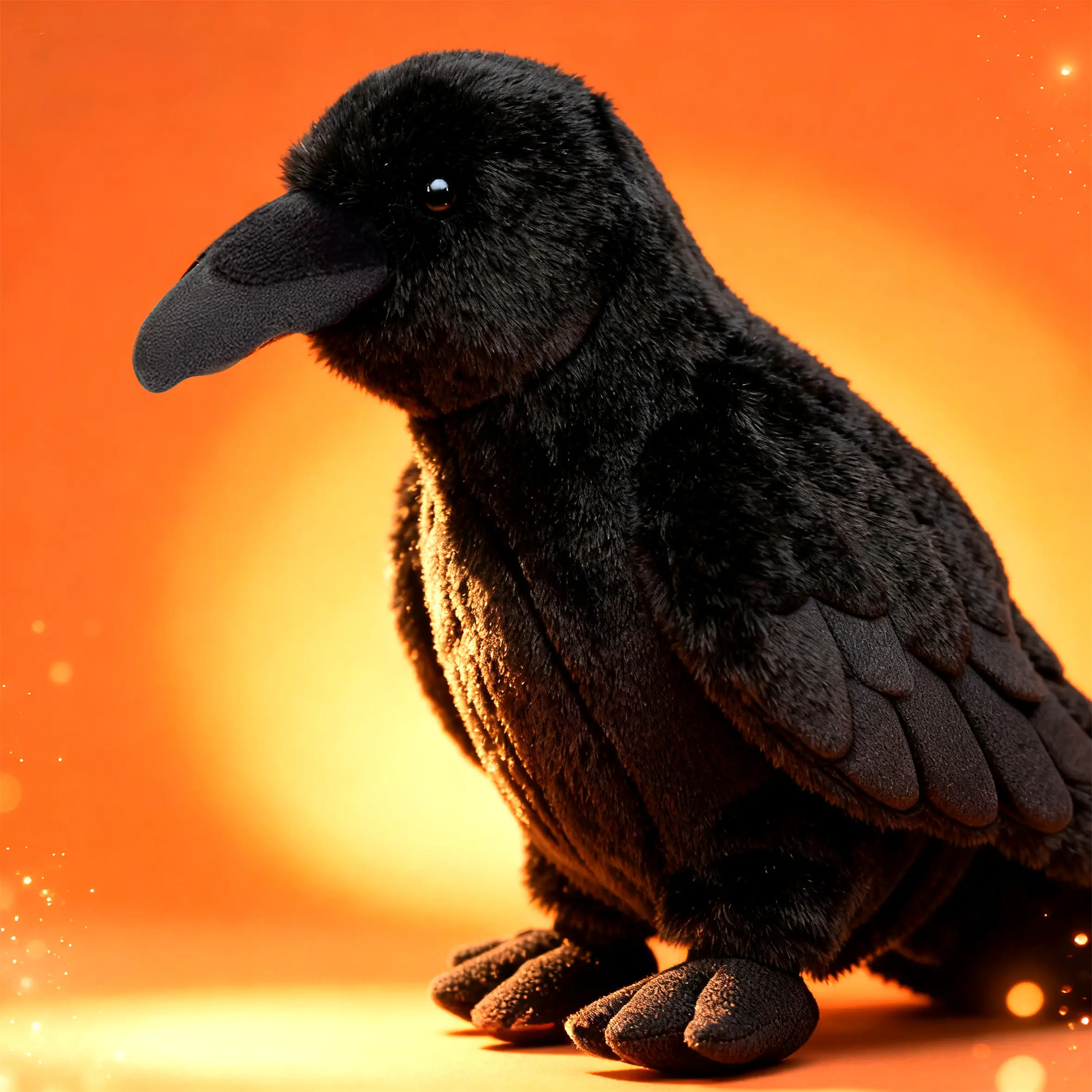 11in Unisex Raven Bird Stuffed Toy - Plush Fabric, Spooky Appearance, Festive Theme Halloween Decor for Atmosphere Enhancement