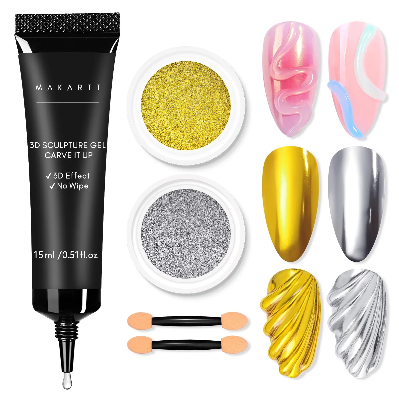 3D Nail Gel and Chrome Nail Powder Kit