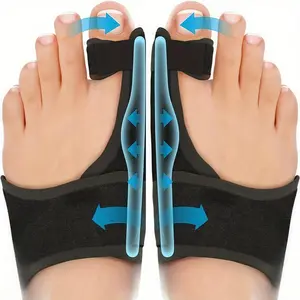 1 Pair Premium Toe Separators - Breathable, Supportive, Solid and Straight - Mercerized and Sponge Composite Fabric Material with Built-in Metal Plate for Comfort and Stability for Day/Night Use