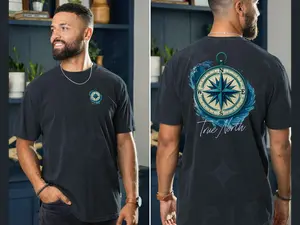 Men's Beach Summer T-shirt Comfort Colors Compass Graphic Coastal Nautical Tee Gift Sea Lover Beachwear Travel Vacation Casual Shirt For Him